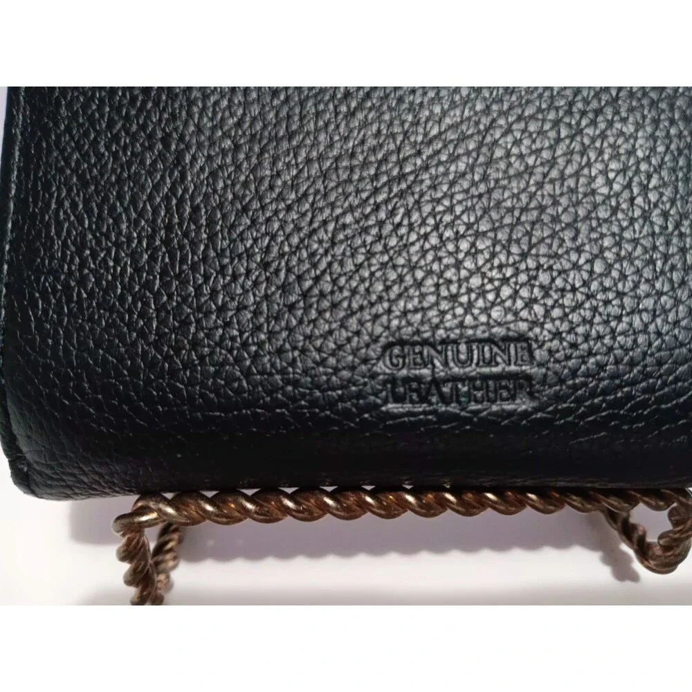 Wallet Bi-fold Black Genuine Leather Tab Snap Closure 5